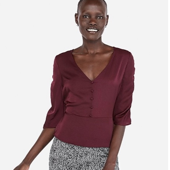 button front peplum blouse